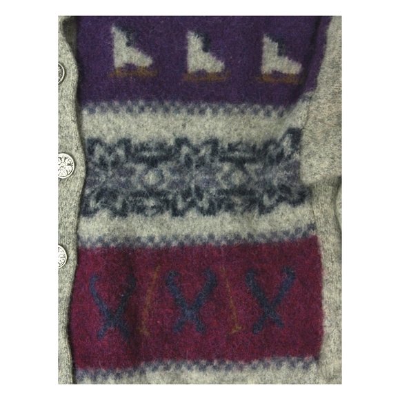 Vintage Woolrich Wool Fair Isle Cardigan Sweater Winter Sports Gray - XS - Picture 5 of 8
